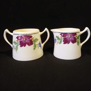 Vintage Harker Sugar n Creamer Set in Lisa Red no Trim